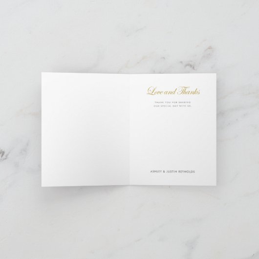 Chic moderne gouden foto bruiloft bedankkaart (Binnen)