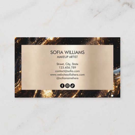 Chic Moderne Gouden Make-up Ogen Schoonheidssalon  Visitekaartje (Achterkant)