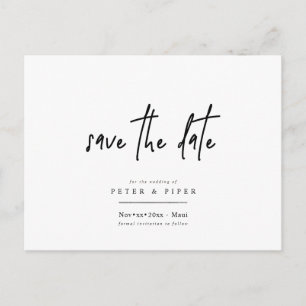 Chic+Moderne handtekening script, Save the Date Briefkaart