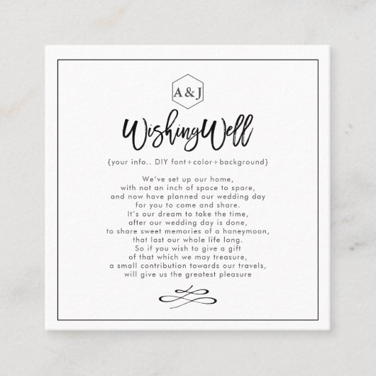 Chic+Moderne kaarten voor weduwschap met script Vierkante Visitekaartje (Voorkant)