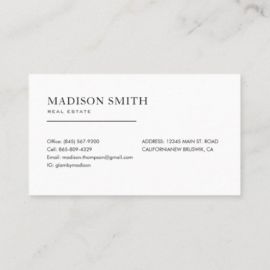 Chic Moderne Luxe Professioneel Visitekaartje (Achterkant)