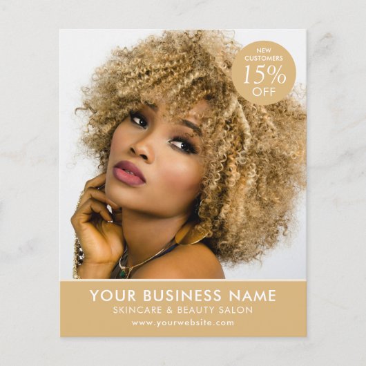 Chic Moderne Make-up Schoonheidssalon Gold Busines Flyer (Voorkant)