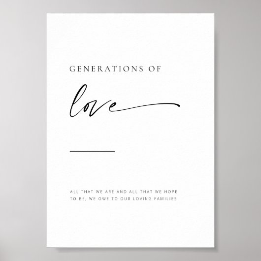 Chic + Moderne Manuscript Generations of Love Sign Poster (Voorkant)