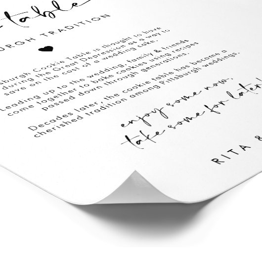 Chic Moderne Minimalistische Cookie Tafel Trouwbor Poster (Hoek)