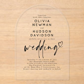 Chic Moderne Minimalistische Hart Typografie Trouw Acryl Uitnodigingen (Voorkant)