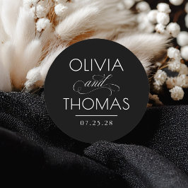 Chic Moderne Minimalistische Typografie Zwarte Huw Ronde Sticker