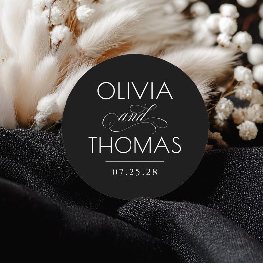 Chic Moderne Minimalistische Typografie Zwarte Huw Ronde Sticker