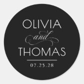 Chic Moderne Minimalistische Typografie Zwarte Huw Ronde Sticker (Voorkant)