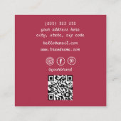 Chic Moderne Professionele Make-up Artiest QR Code Vierkante Visitekaartje (Achterkant)