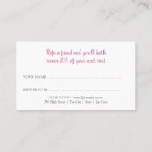 Chic Moderne Roze Bokeh Aanbevelingskaartje (Achterkant)