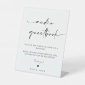 Chic Moderne Trouwtelefoon Audio Guestbook Reclamebord Met Voetstuk (Voorkant)