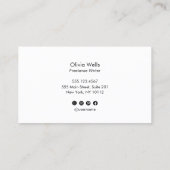 Chic Moderne witte lederen handgeschreven kalligra Visitekaartje (Achterkant)