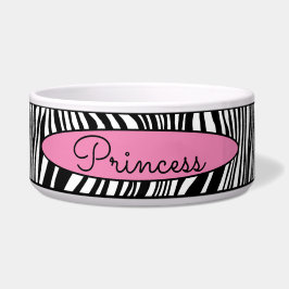 Chic Moderne Zebra Huidpatroon Pet Dog Voedsel Wat Voerbakje