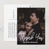 Chic ModernHand Lettered Wedding DANK JE White Briefkaart (Voorkant / Achterkant)