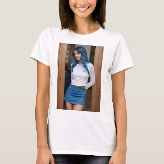 Chic Moderno: Elegancia en Azul T-shirt (Voorkant)