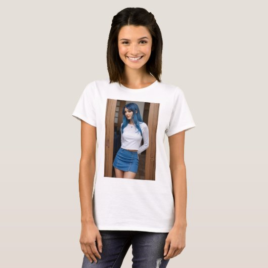 Chic Moderno: Elegancia en Azul T-shirt (Voorkant volledig)