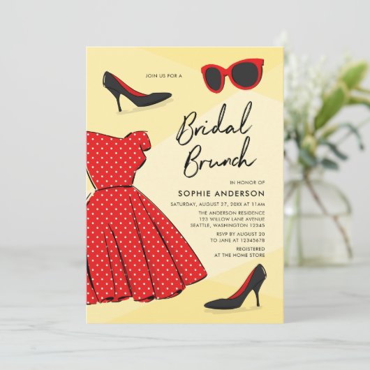 Chic modieuze bruids brunch kaart (Staand voorkant)