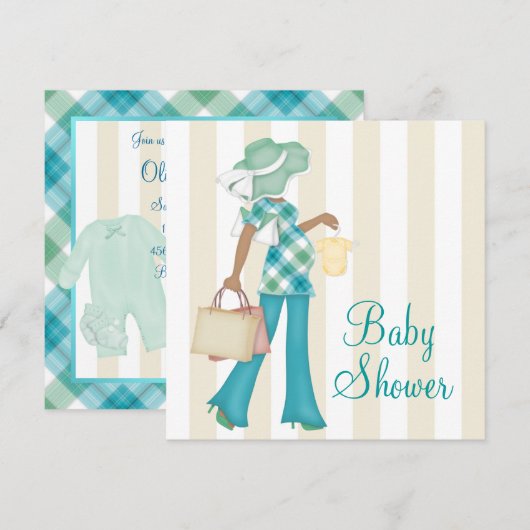 Chic Mom Etnisch Baby shower Kaart (Voorkant / Achterkant)