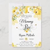 Chic Mom to Bee Yellow Floral Baby shower Neutraal Kaart (Voorkant)