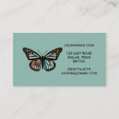Chic Monarch Butterfly Elegant Waterverf Green Visitekaartje (Achterkant)