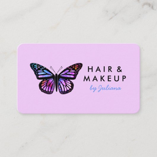 Chic Monarch Butterfly Elegant Waterverf Lila Visitekaartje (Voorkant)