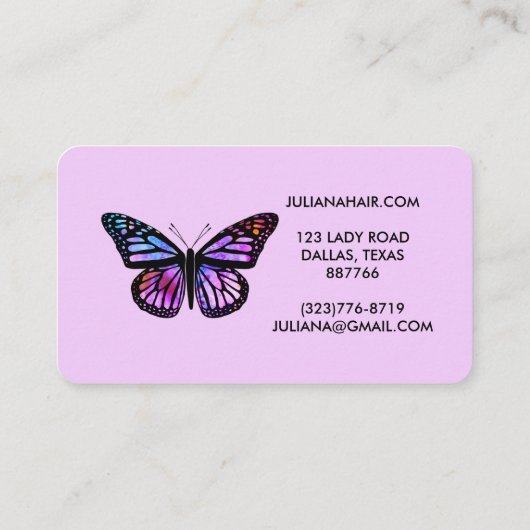 Chic Monarch Butterfly Elegant Waterverf Lila Visitekaartje (Achterkant)
