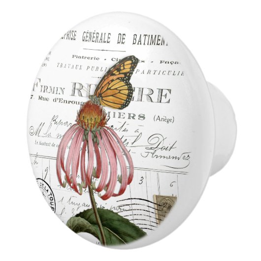 Chic  Monarch Butterfly Flower French Knob Keramische Knop (Rechts)
