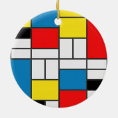 Chic Mondrian Cubism Style Keramisch Ornament (Achterkant)