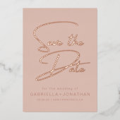 Chic Monochromatische Roos Gold sparen de datum Folie Uitnodiging (Voorkant)