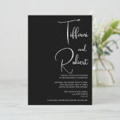 Chic Monochrome Black and White Wedding Kaart (Staand voorkant)