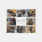 Chic Monogram Aangepast 8 Foto Collage Moederfamil Fleece Deken (Voorkant (Horizontaal))