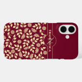 Chic Monogram Aangepaste Naam Bladeren Madeliefjes Case-Mate iPhone Case (Achterkant (horizontaal))