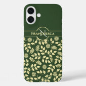 Chic Monogram Aangepaste Naam Bladeren Madeliefjes Case-Mate iPhone Case (Achterkant)