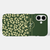 Chic Monogram Aangepaste Naam Bladeren Madeliefjes Case-Mate iPhone Case (Achterkant (horizontaal))