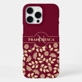 Chic Monogram Aangepaste naam laat Daisies Burgund iPhone Hoesje (Achterkant)