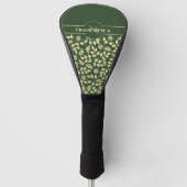 Chic Monogram Aangepaste naam laat Daisies Green Golfheadcover (Voorkant)