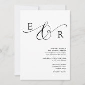 Chic Monogram All In One Zwart En Wit Bruiloft Kaart (Voorkant)