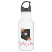 Chic Monogram Arizona State Verplaatsbaar Hart Sta Waterfles (Voorkant)