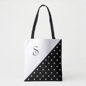 Chic Monogram Black White Geometric Polka Dot Tote Bag (Voorkant)