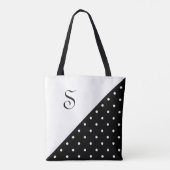 Chic Monogram Black White Geometric Polka Dot Tote Bag (Achterkant)