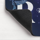 Chic Monogram Blauw Glitter Pet Afstudeerfeest Muismat (Hoek)