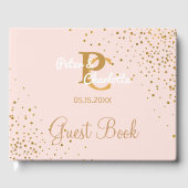 CHIC-monogram | Blush roze gouden Confetti bruilof Gastenboek (Voorkant)