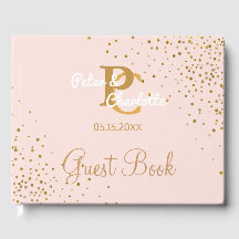 CHIC-monogram | Blush roze gouden Confetti bruilof
