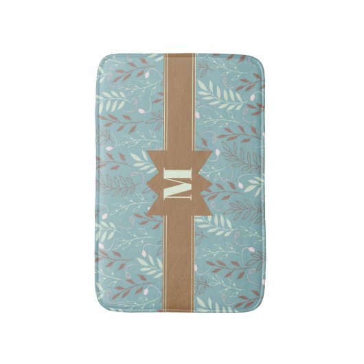 Chic Monogram Botanisch Patroon Badmat (Voorkant Verticaal)