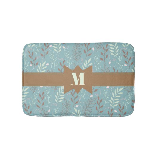 Chic Monogram Botanisch Patroon Badmat (Voorkant)