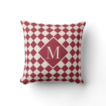 Chic Monogram Bourgogne Rode Crème Geruit Patroon