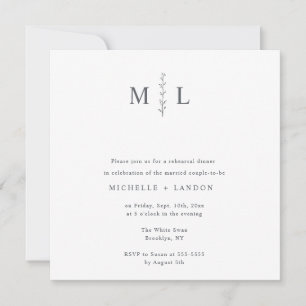 Chic Monogram Branch Rehearsal Dinner Invitation Kaart