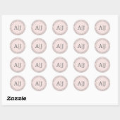 Chic Monogram bruiloft Rendement Adres Pastel Roze Ronde Sticker (Vel)