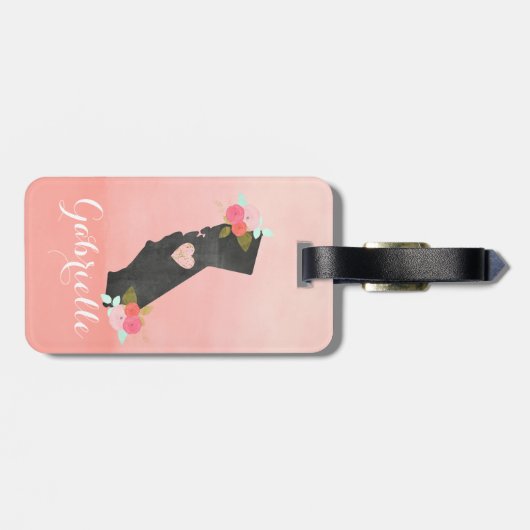 Chic Monogram California State & Verplaatsbaar Har Bagagelabel (Achterkant horizontaal)