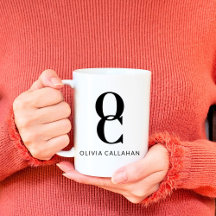 Chic Monogram Classic Elegant Minimaal Zwart Wit